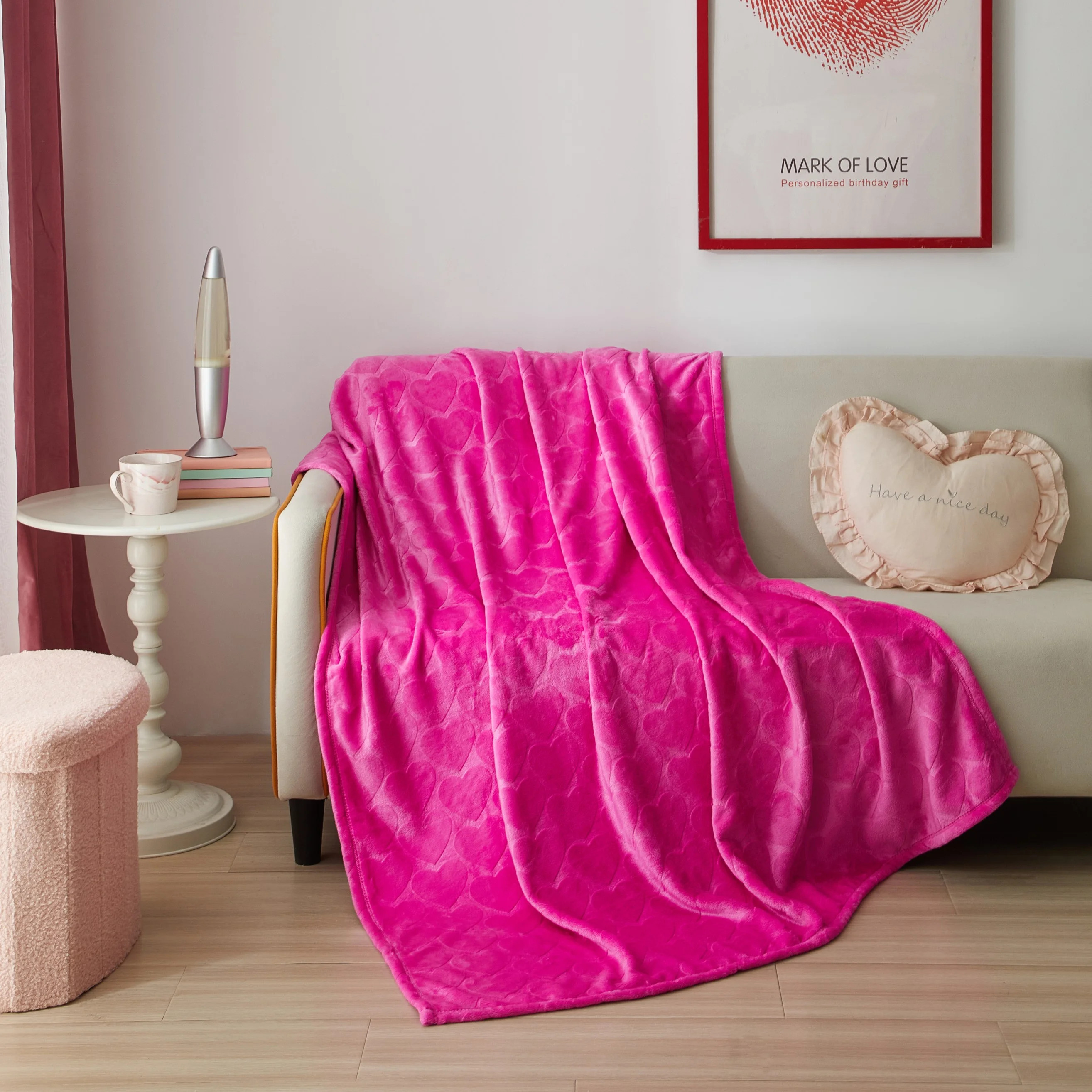 Pink Hearts Valentine's Day Plush Throw Blanket 50"x60", by Way To Celebrate for your loved ones | Walmart (US)