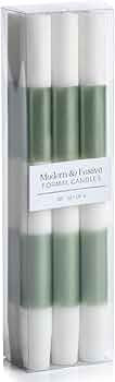 Zodax | Modern & Festive Formal Taper Candles | 10" | Set of 6 | Metallic Green & White | Amazon (US)