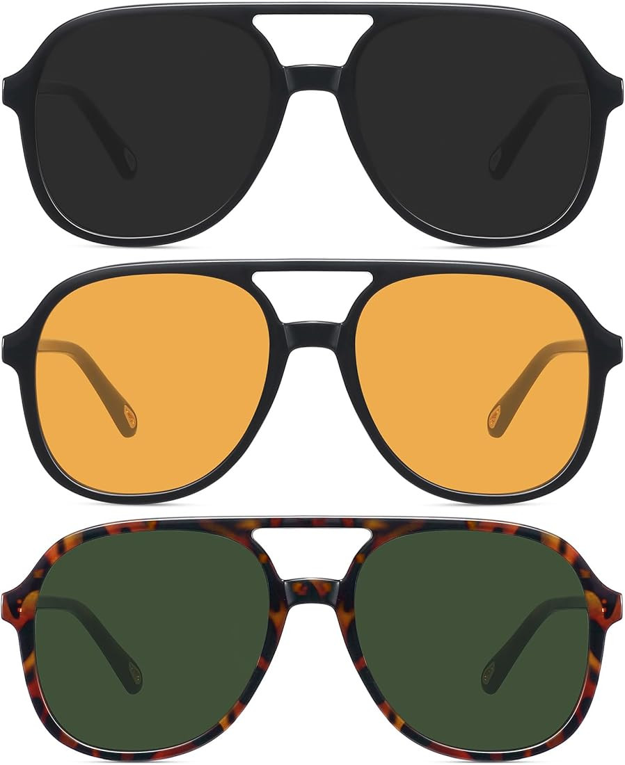 MEETSUN Retro Oversized Aviator Sunglasses for Women Men Trendy Square Aviators 70s Vintage Sun G... | Amazon (US)