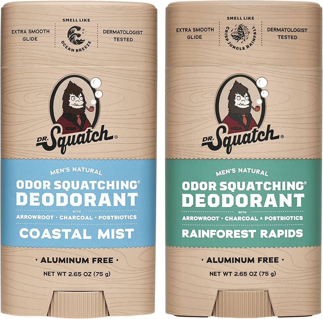 Dr. Squatch Natural Deodorant for Men - Odor-Squatching Aluminum Free - Coastal Mist & Rainforest... | Amazon (US)