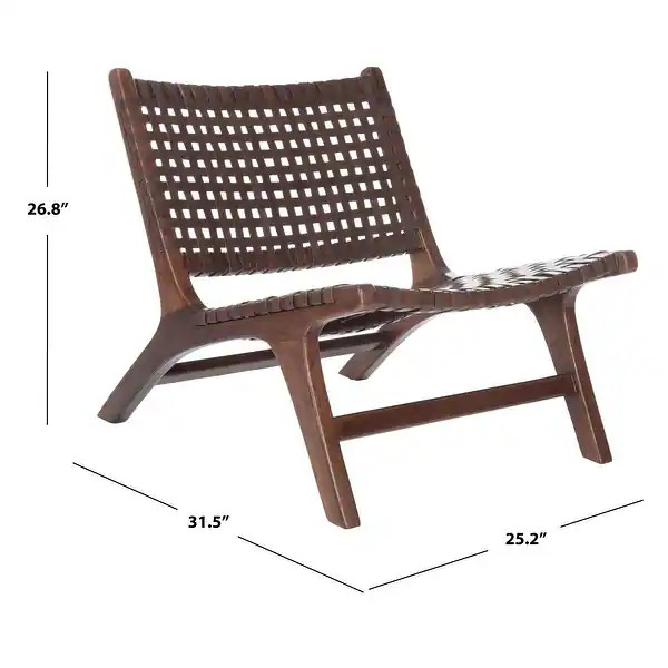 SAFAVIEH Luna Leather Woven Accent Chair - 25.2" W x 31.5" L x 26.8" H - Brown / Brown | Bed Bath & Beyond