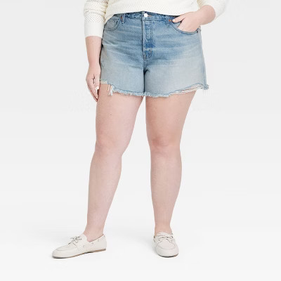 Women's Mid-Rise 90's Baggy Denim Shorts - Universal Thread™ Light Wash 17: Heavyweight, Relaxed Fit, Frayed Hem | Target