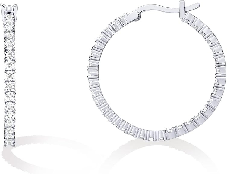 PAVOI 14K Gold Plated 925 Sterling Silver Post Cubic Zirconia Hoop Earrings for Women | Elegant I... | Amazon (US)
