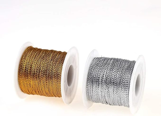 2 Spools 656 Feet Metallic Thread Gold Jewelry Thread Silver Craft String Tinsel String Craft Mak... | Amazon (US)