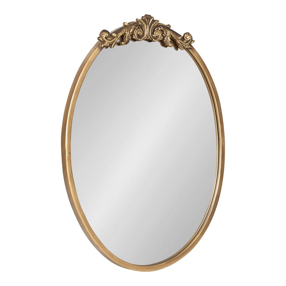 Kate and Laurel Arendahl Oval Gold Traditional Accent Framed Wall Mirror (24 in. H x 18 in. W) | The Home Depot