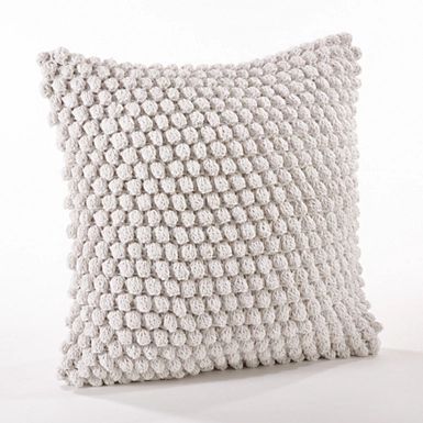Vanilla Crochet Pom Pom Cotton Throw Pillow | Kirkland's Home