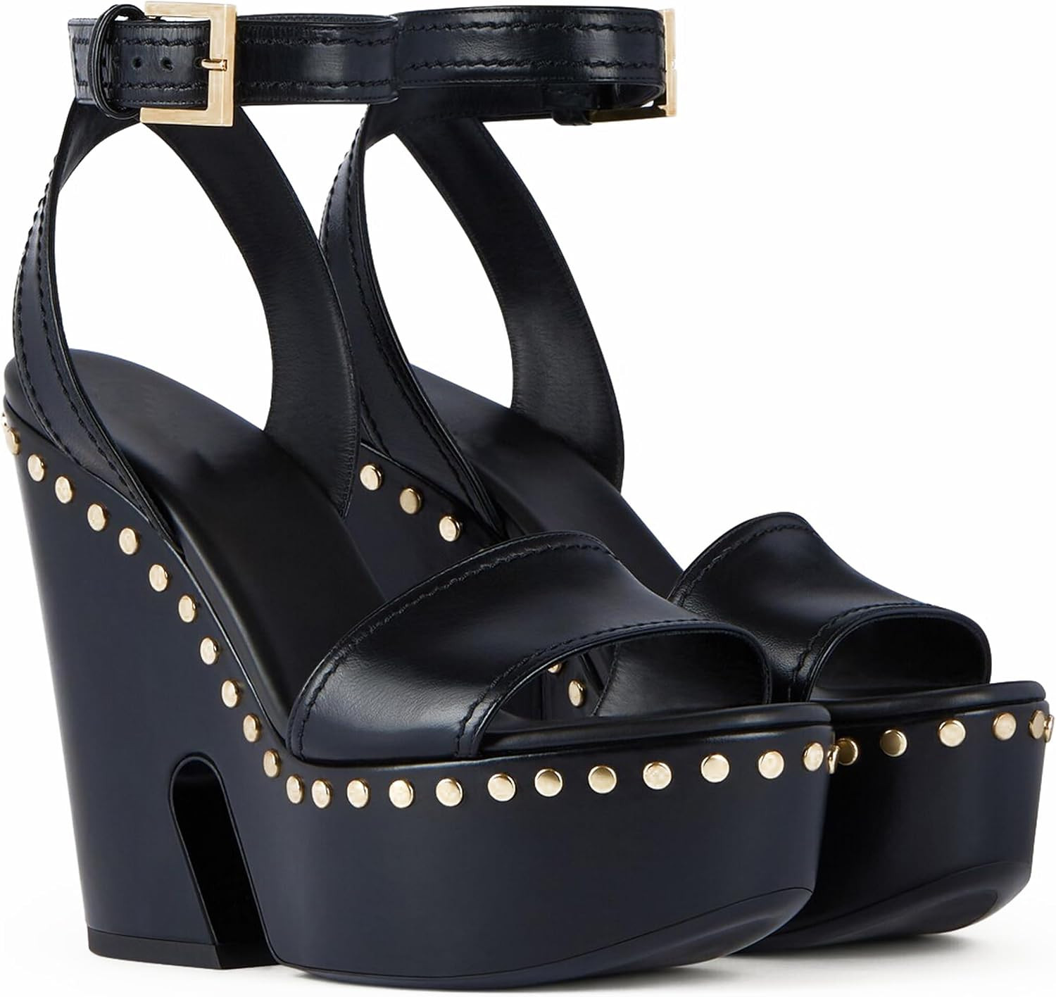 Platform Sandals Women Studded Open Toe Buckle Strap Wedge Chunky Heels Gothic Summer Sandals Casual High Heels | Amazon (US)