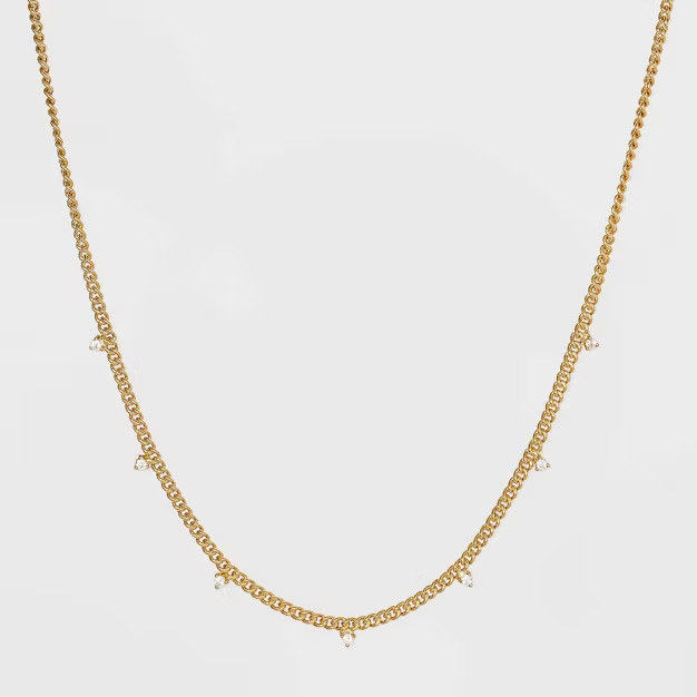 14K Gold Plated Cubic Zirconia Curb Chain Necklace - A New Day™ | Target