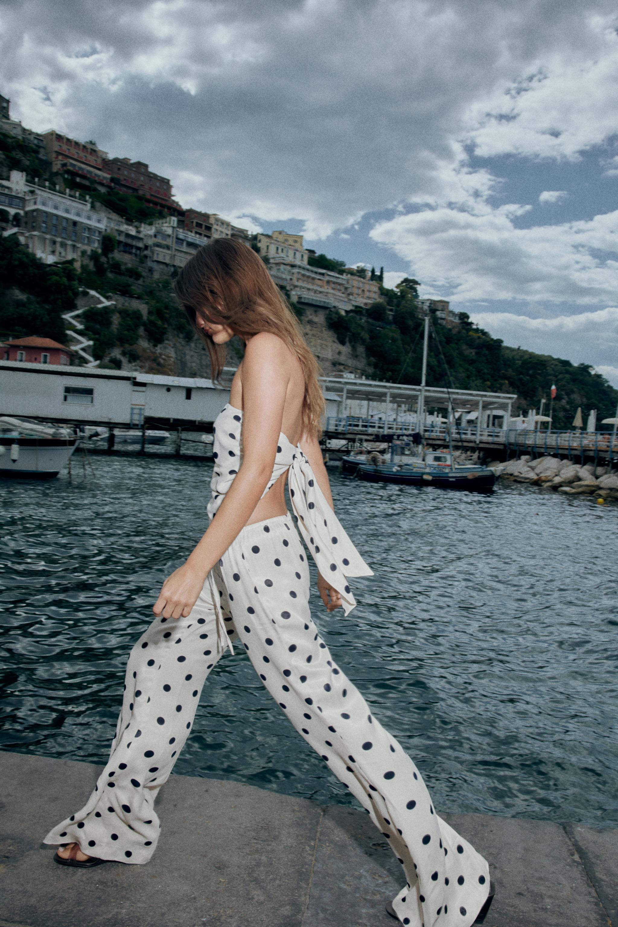 SATIN BANDEAU TOP WITH TIED POLKA DOT DETAIL | Zara UK