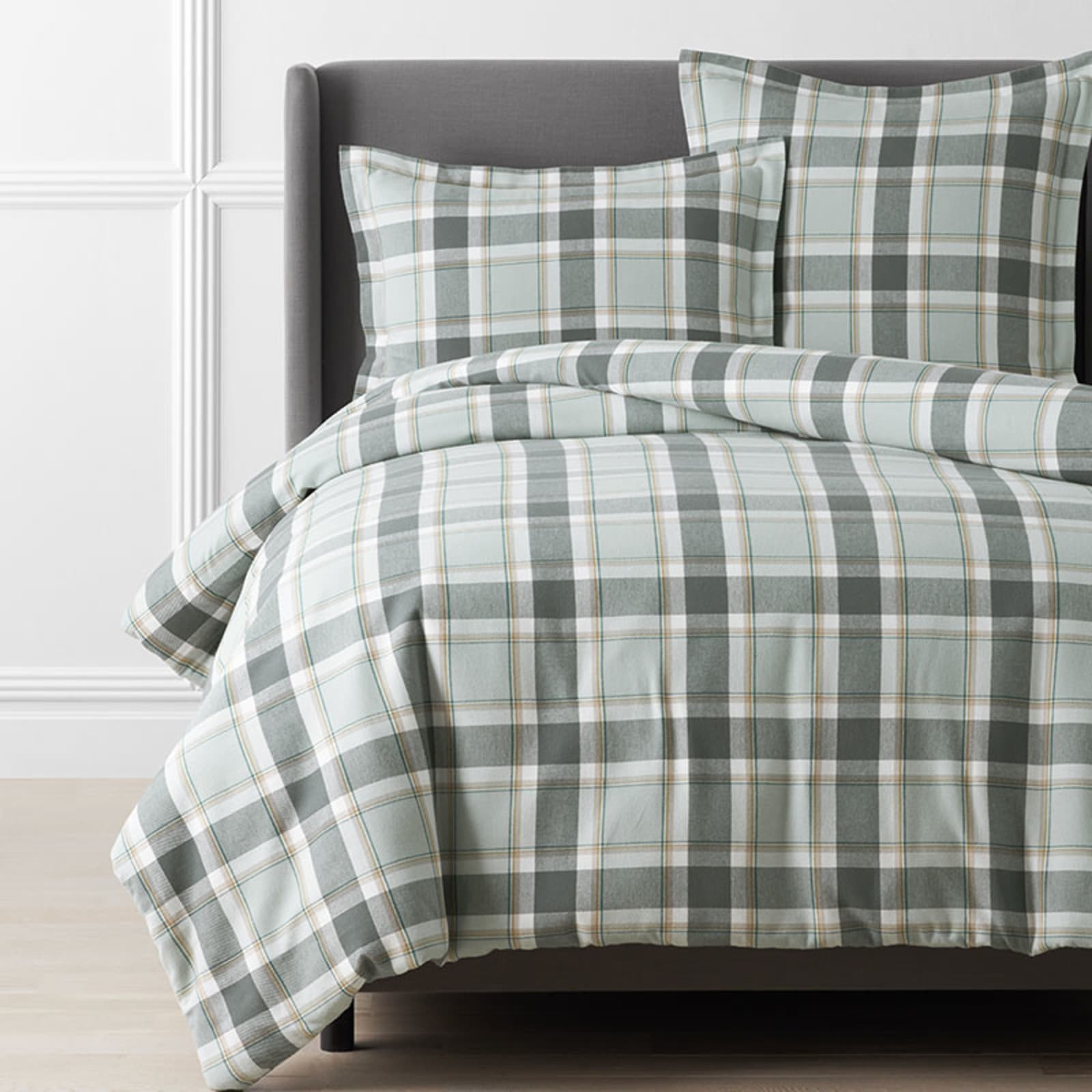 Jackson Premium Ultra-Cozy Cotton Flannel Duvet Cover - Green, Queen | The Company Store