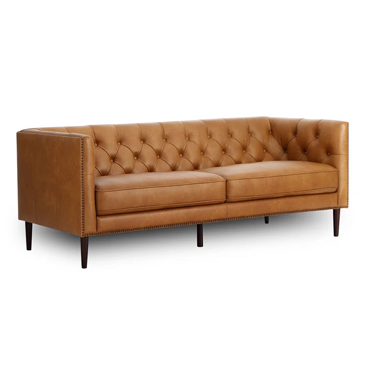 Birch Lane™ Woodford Genuine Leather Square Arm Chesterfield Sofa | Birch Lane | Wayfair North America