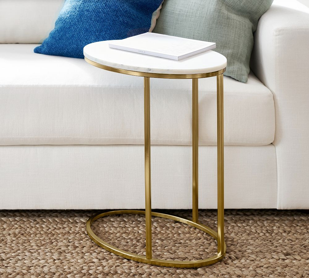 Delaney Oval Marble C-Table | Pottery Barn (US)