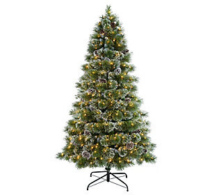 Puleo Pre-Lit 7.5' Frosted Boulder Pine Christm s Tree | QVC