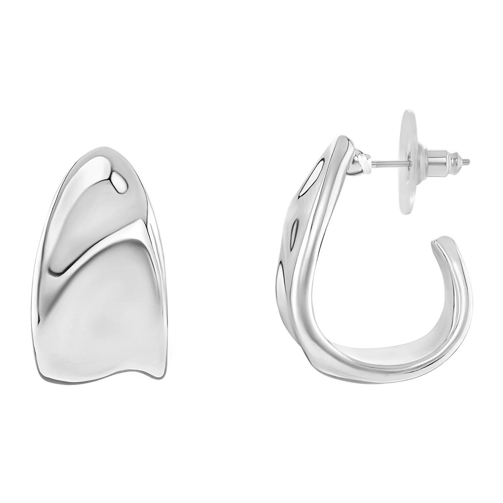 Emberly Hammered C Hoop Earrings, Women's, Silver Tone | Kohl's