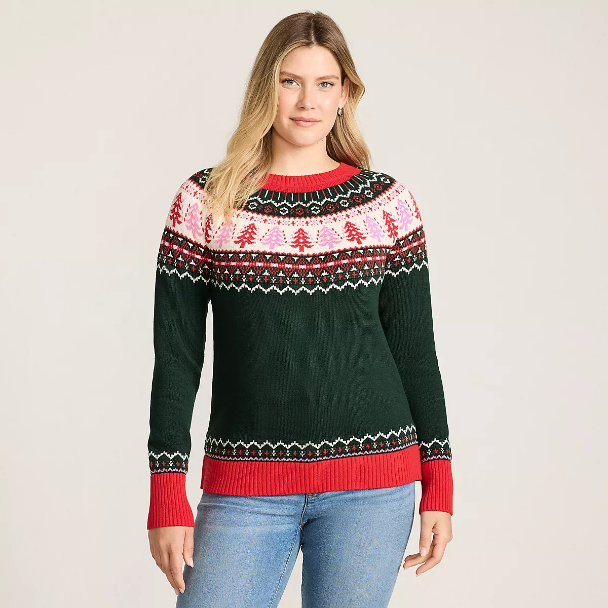 Women's Drifter Jacquard Raglan Crew Neck Sweater | Lands' End (US)