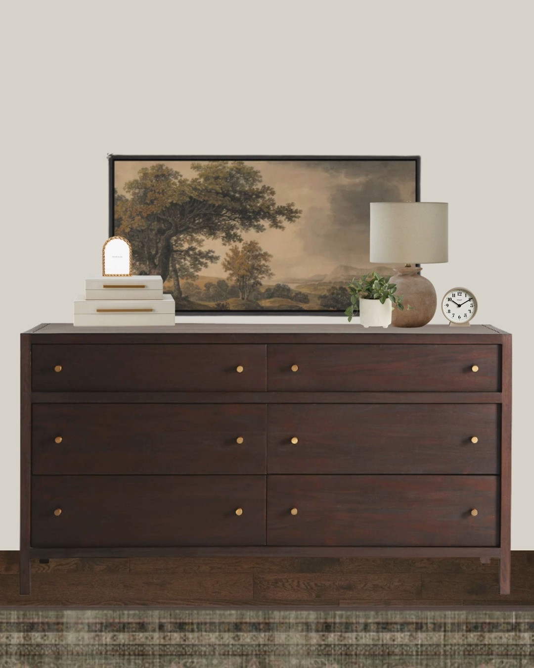 This dresser edit was styled to feel anchored and collected, with an emphasis on proportion and negative space.

A single statement artwork paired with restrained accessories allows the furniture itself to carry visual weight. The styling stays minimal, letting texture, finish, and scale do the work instead of layering excess.

It’s a timeless approach that works across traditional and transitional spaces alike.

All pieces are linked. 

 #LTKHome