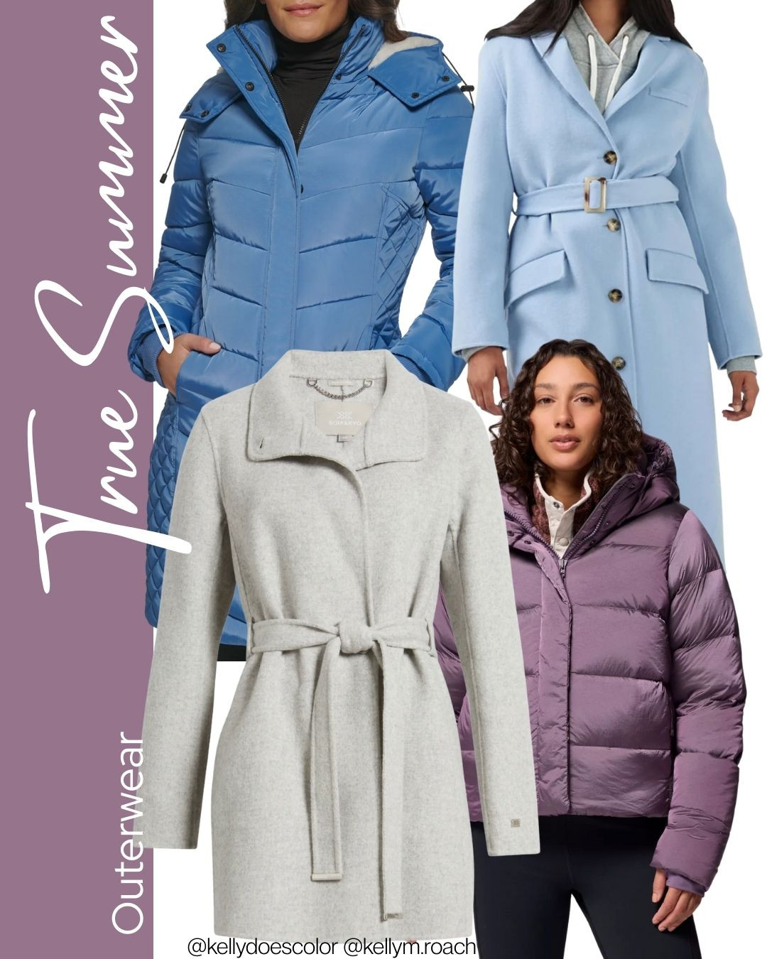 Your fall and winter coats and outerwear don't have to be black! Find a colorful one in your seasonal palette! True Summer colors are cool and softened! 

 #LTKSeasonal #LTKOver40 #LTKStyleTip