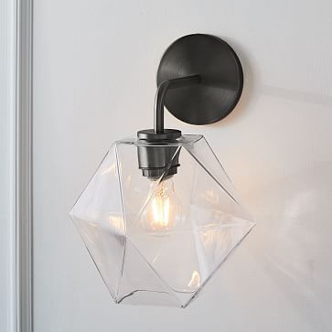 Sculptural Glass Faceted Sconce - Clear (7") | West Elm (US)