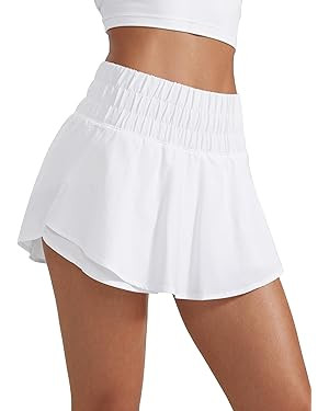 CRZ YOGA Athletic Shorts for Women High Waisted Flowy Ruffle Skirt Overlay for Workout Running Te... | Amazon (US)