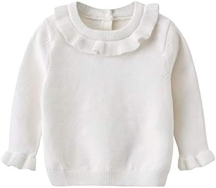 Auro Mesa Baby Girl Winter Clothes,White Sweater Toddler Little Girls Sweater Knit Ruffles (3T(11... | Amazon (US)