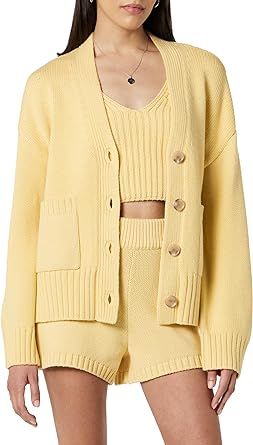 Amazon.com: The Drop Women's Brigitte Chunky Button Front Pocket Ribbed Cardigan, Butter, M : Clo... | Amazon (US)