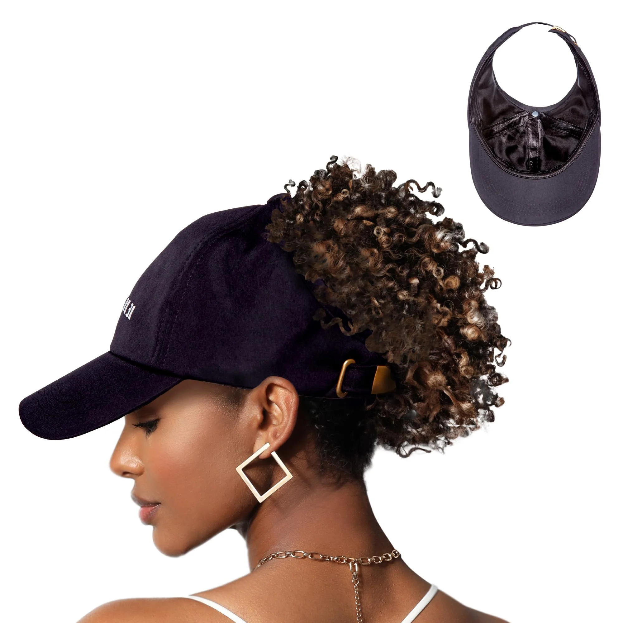 Red by Kiss Satin-Lined Backless Baseball Cap, Comfortable Fit Adjustable Hat for Ponytail Design... | Walmart (US)