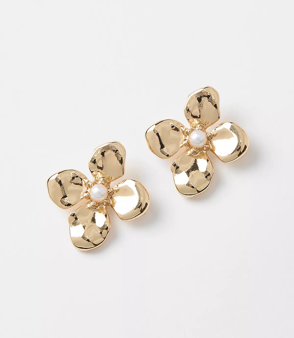 Pearlized Floral Stud Earrings | LOFT