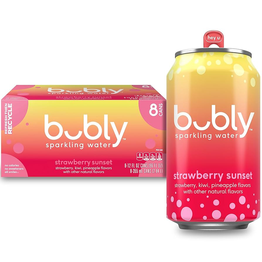bubly Sparkling Water, Strawberry Sunset, Zero Sugar & Zero Calories, Seltzer Water, 12 Fl Oz Cans (Pack of 8) | Amazon (US)