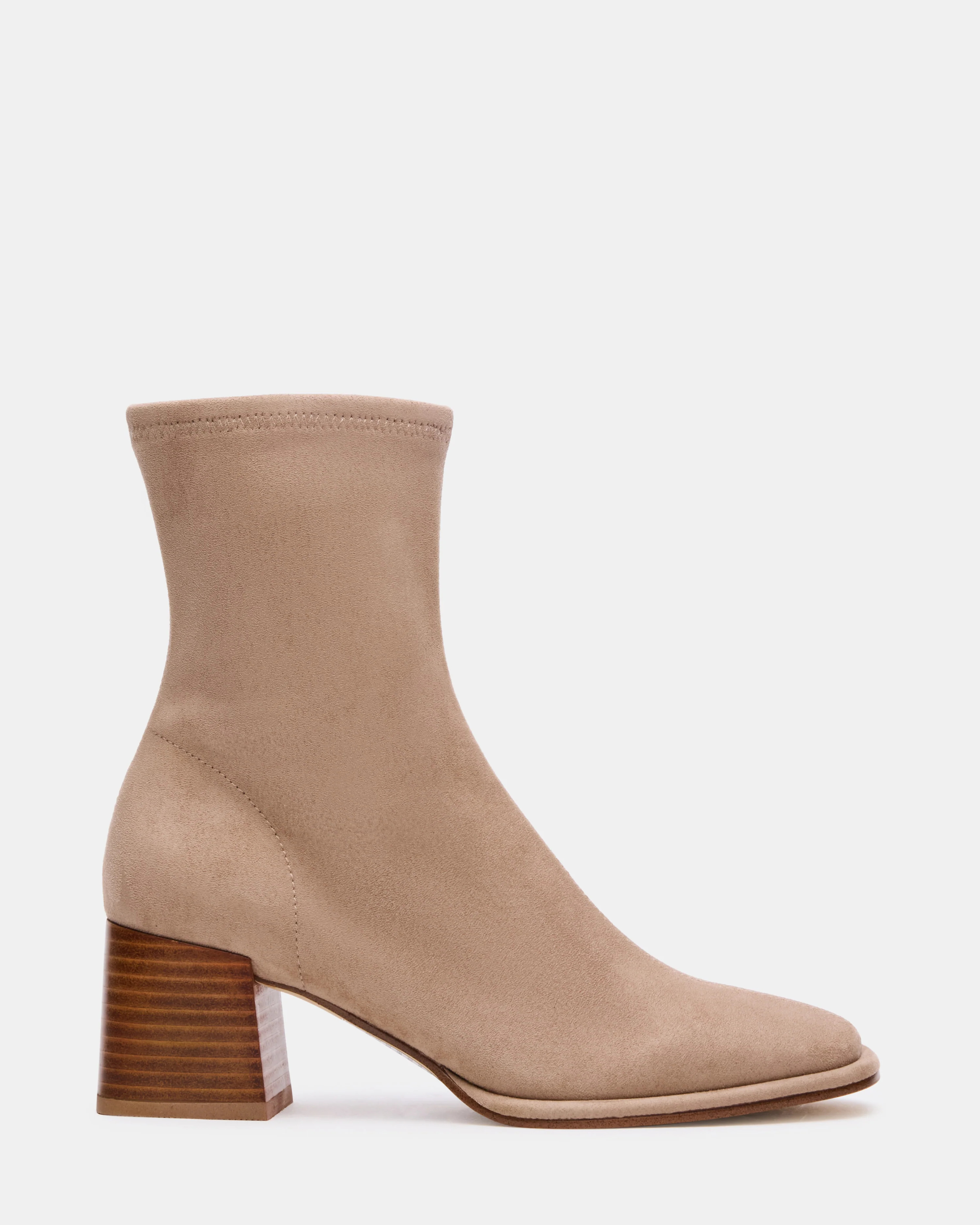PAMMY Taupe Block Heel Ankle Booties | Women's Designer Boots | Steve Madden (Canada)