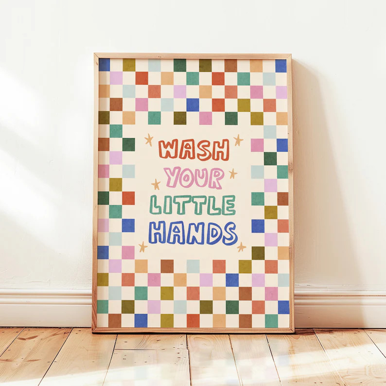 Wash Your Little Hands Print, Colorful Kids Bathroom Poster, Toddler Wall Decor, UNFRAMED | Etsy (Global)