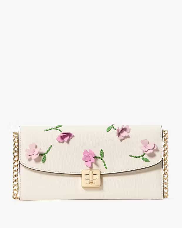 Phoebe Floral Applique Turnlock Wallet-on-chain | Kate Spade Outlet