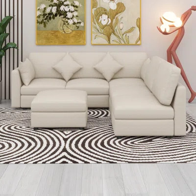 Modular Sectional Sofa Couch With Movable Ottoman With USB Ports | Wayfair North America