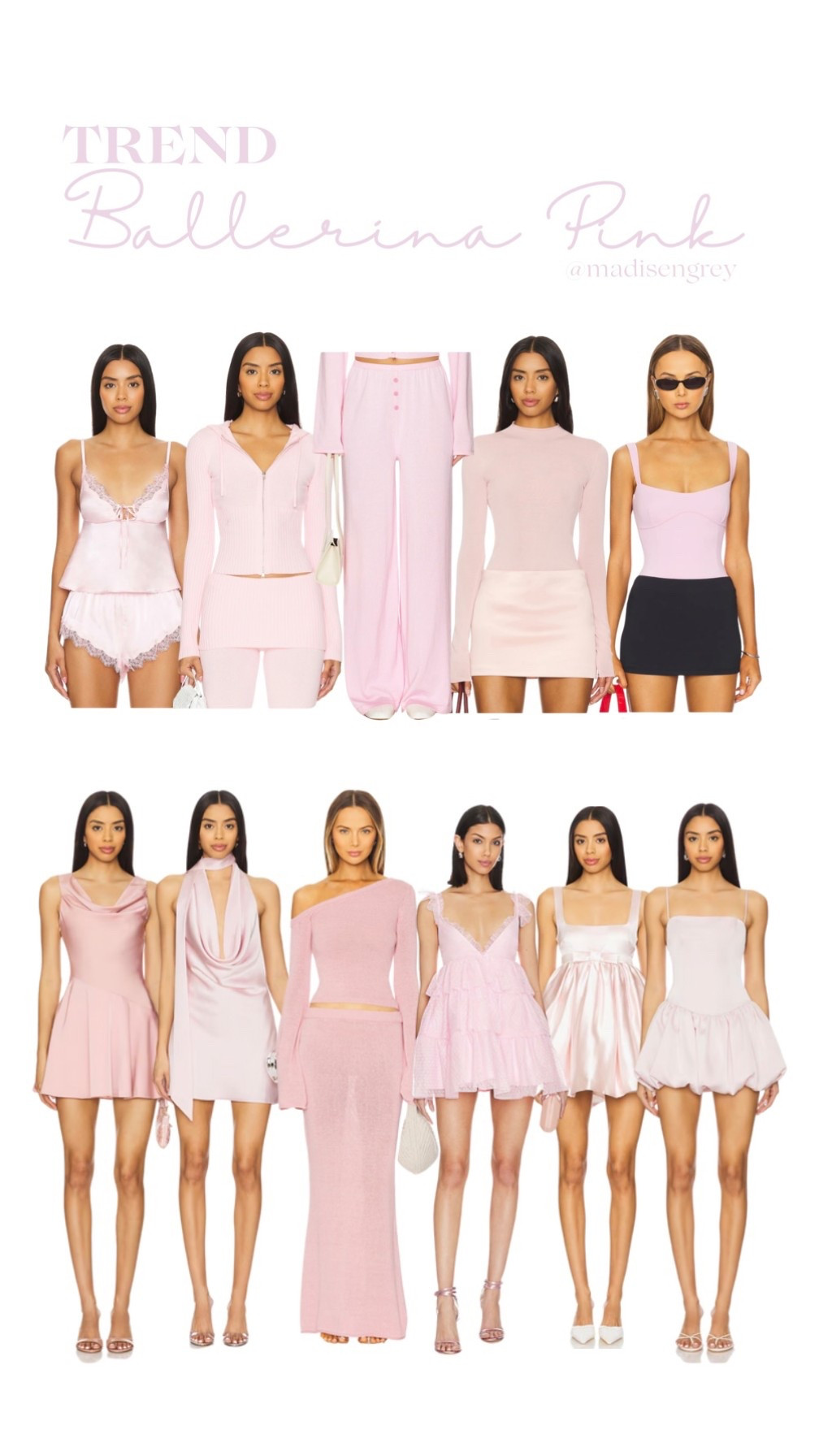 Ballerina pink is one of my favorite trends because it’s just so pretty! I love this color 🩷 Everything from Revolve! 