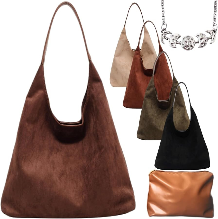 Suede Hobo Bag, 2024 New Leather Hobo Bags for Women, Suede Purse, Slouchy Tote Bag, Slouchy Bags... | Amazon (US)