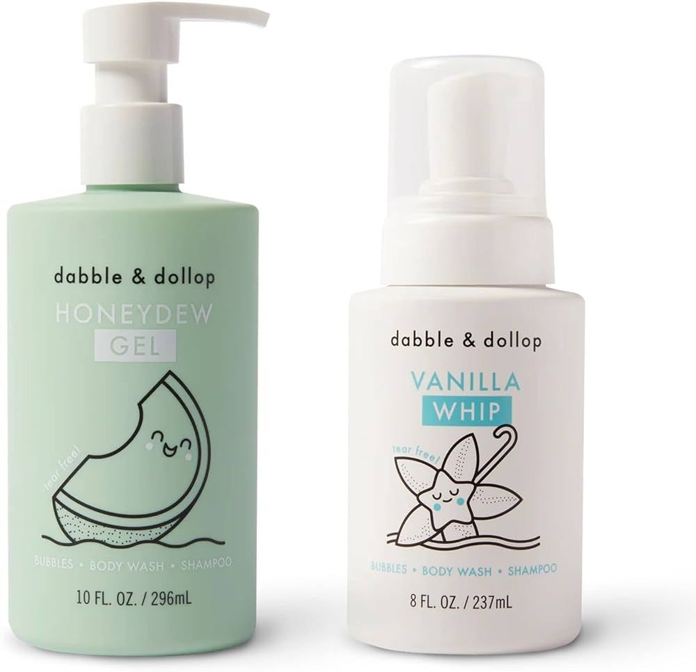 Dabble & Dollop Honeydew Gel + Vanilla Whip - 3-in-1 Natural Bubble Bath, Body Wash & Shampoo for... | Amazon (US)