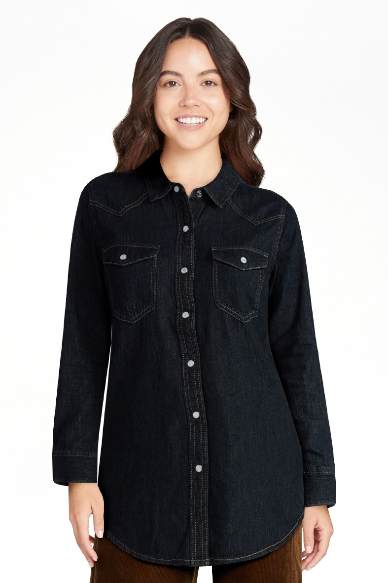 Time and Tru Women’s Lightweight Cotton Denim Shirt, Sizes XS-3XL | Walmart (US)