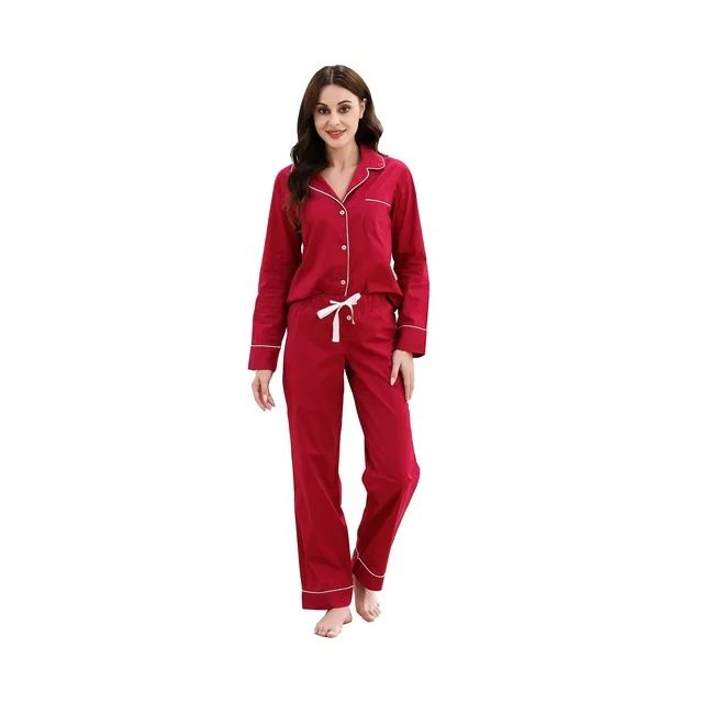 Richie House Women Cotton Pajamas Set Notch Collar Soft Sleepwear Pjs Button Nightwear RHW2846-C-... | Walmart (US)