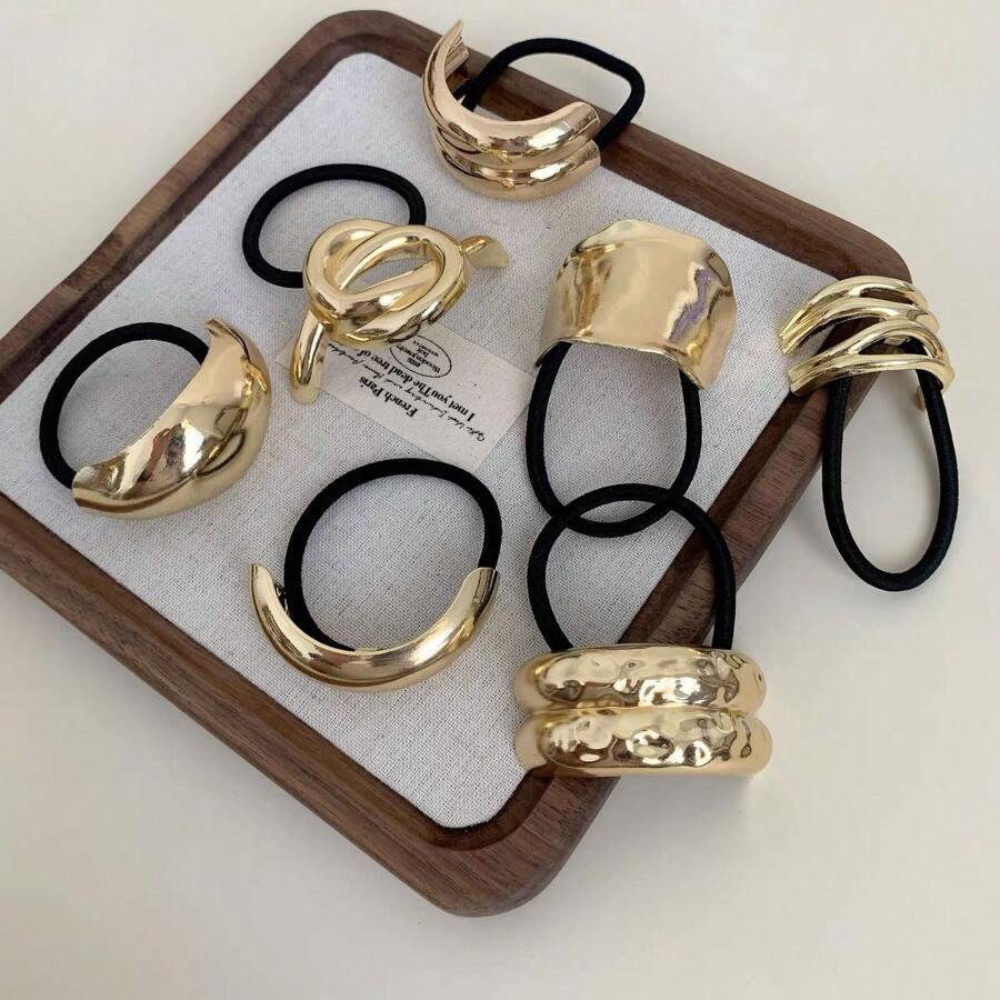 7pcs Metal Minimalist Chic Hair Tie | SHEIN