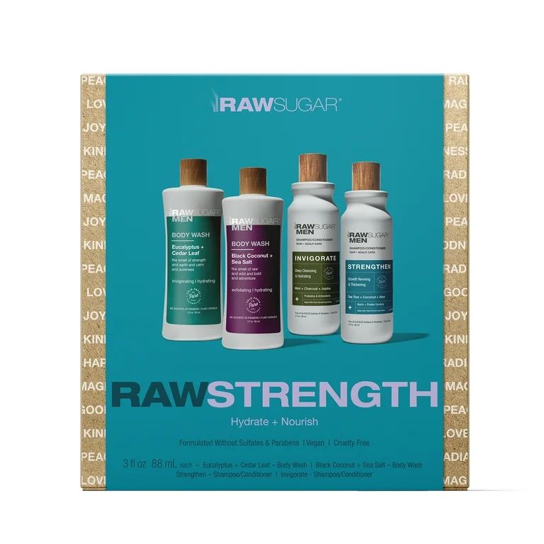 Raw Sugar Men Raw Strength Holiday Gift Set, Includes Two Body Wash, Shampoo, & Conditioner In As... | Walmart (US)