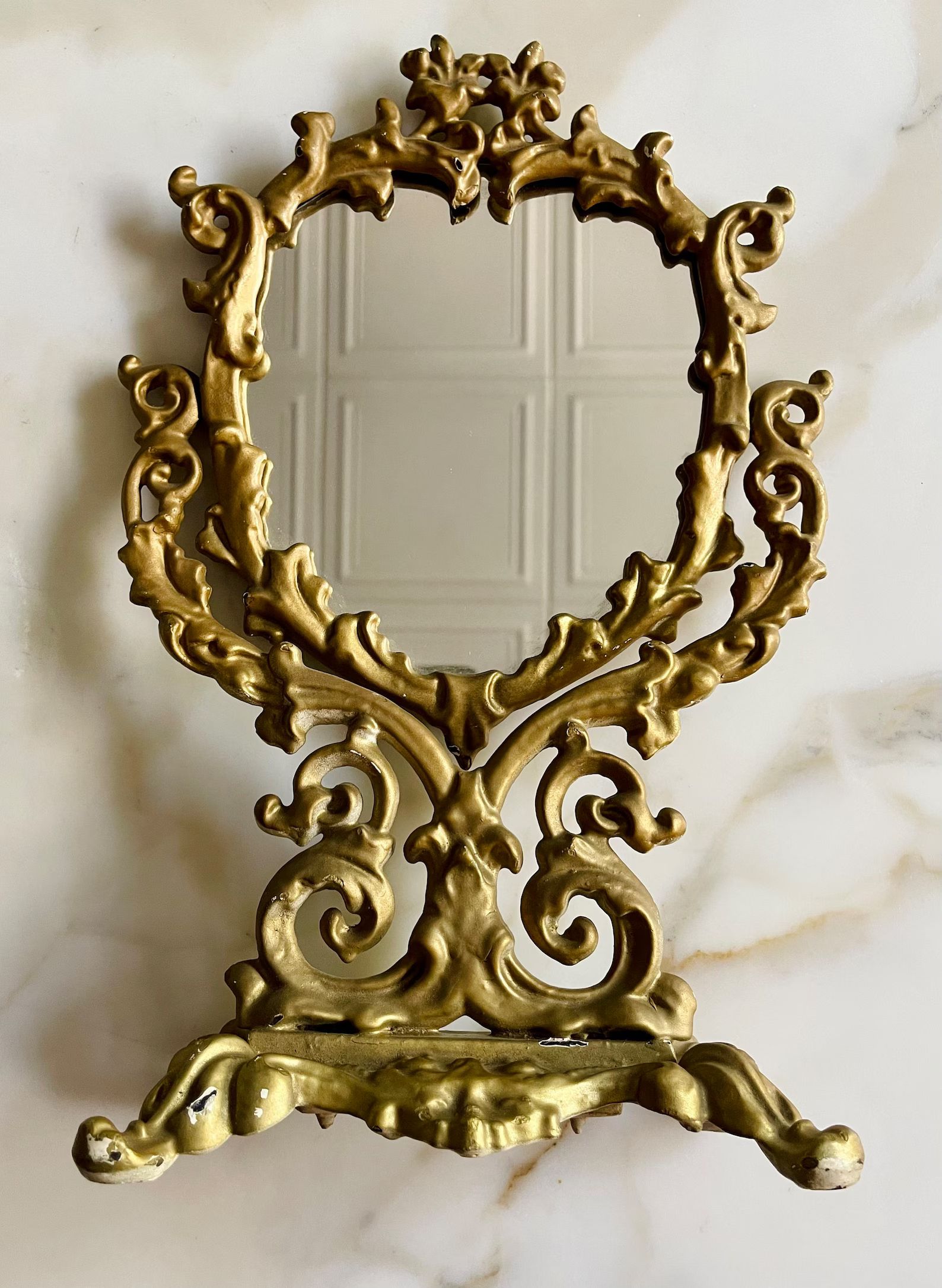 Antique Gold Metal Vanity Mirror | Etsy (US)