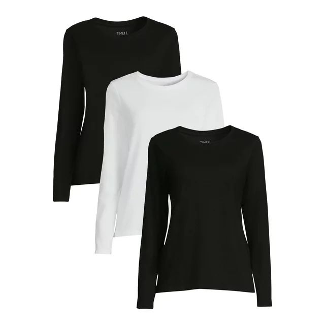 Time and Tru Women's Long Sleeve T-Shirt (3 Pack) | Walmart (US)