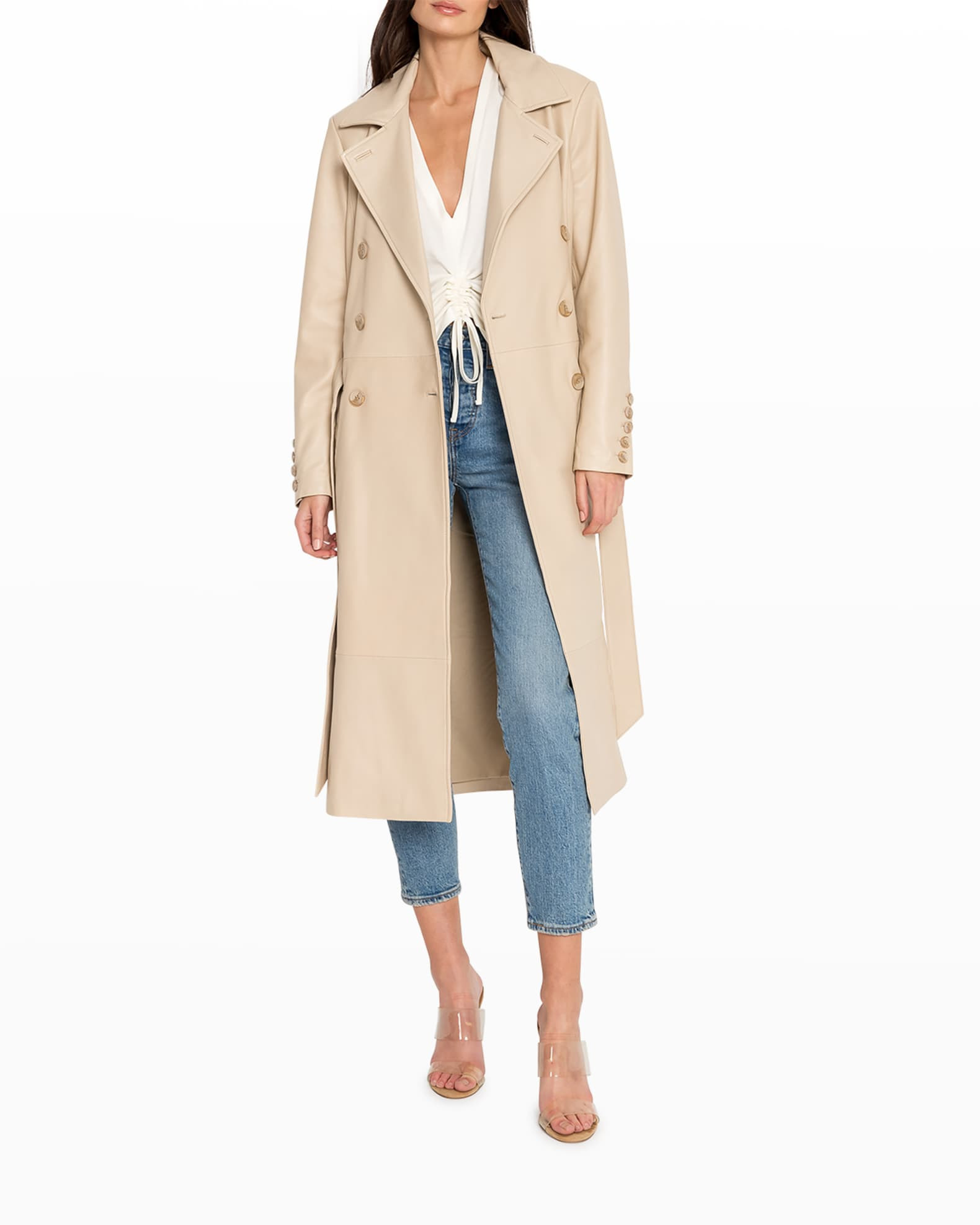 LaMarque Erma Relaxed Leather Trench Coat | Neiman Marcus