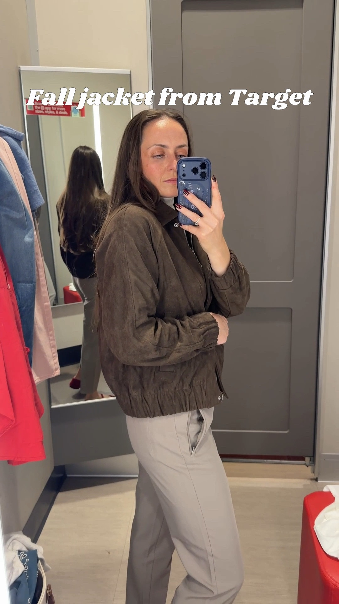 This faux suede jacket from Target is really easy to throw on and have a put-together outfit.