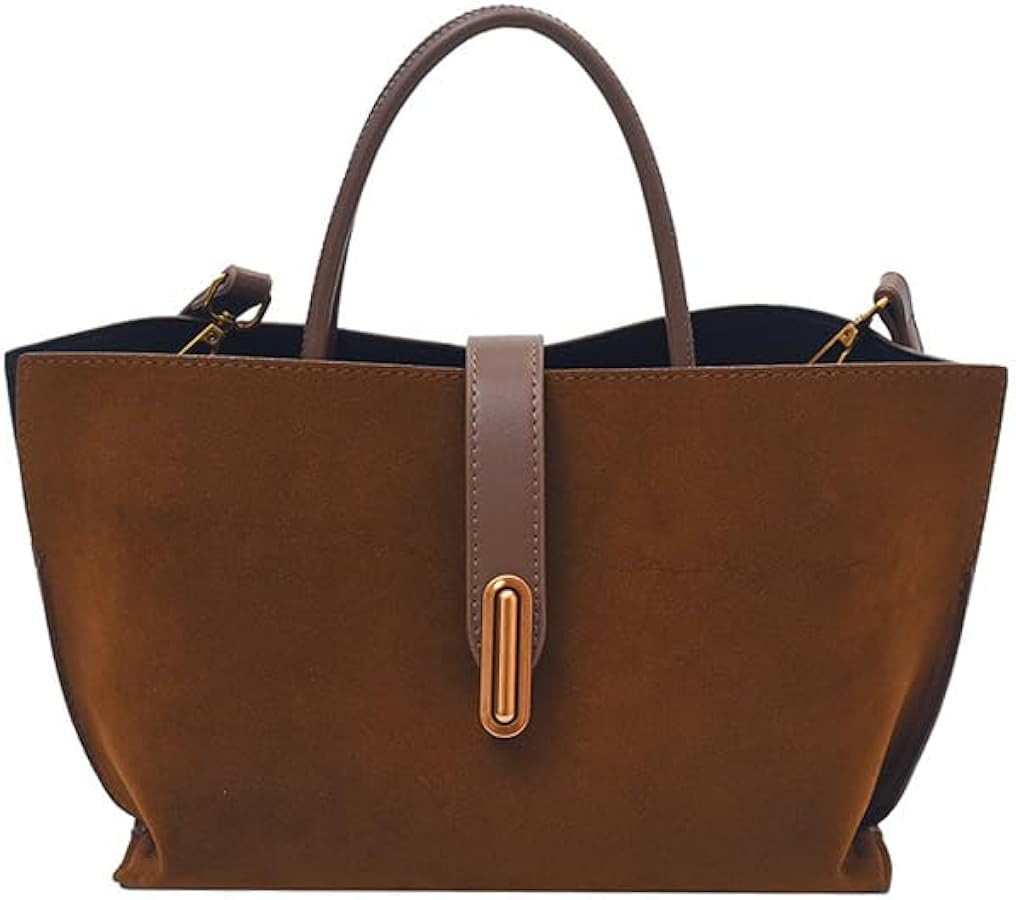 Suede Tote Bags for Women Retro Top-Handle Crossbody Shoulder Bag Handbags Purses Satchel for Tra... | Amazon (US)