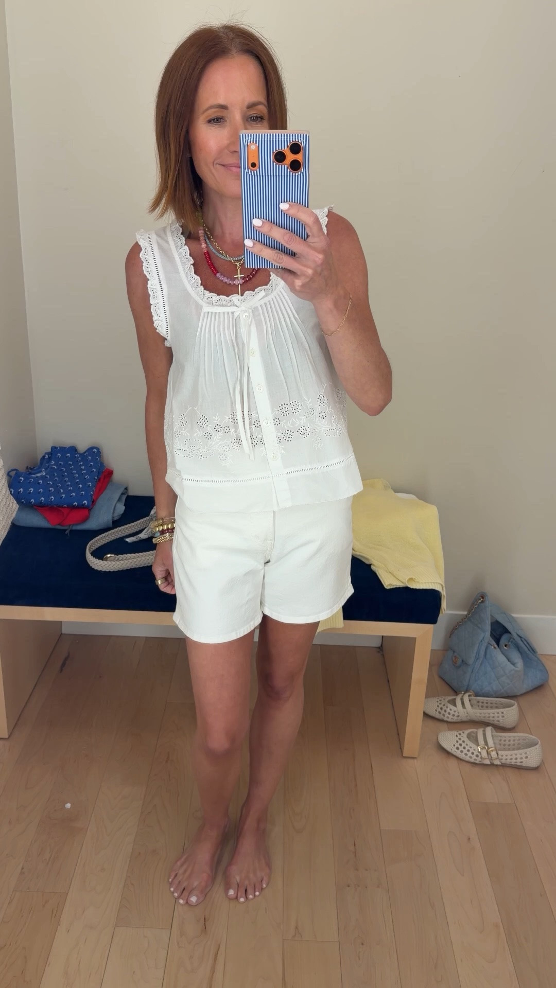 Easy summer outfit for busy moms that still feels polished and pulled together. This white eyelet top is lightweight, flattering and will be SO cute with jeans later too. The shorts are such a good fit and come in multiple colors… I also grabbed the prettiest butter yellow pair for summer.

Everything is part of the Madewell x LTK sale. Don’t forget to click and copy code LTK20 for 20% off through Monday.

summer outfit ideas, white summer outfit, white shorts outfit, flattering shorts, eyelet top, Madewell sale, casual chic outfit, mom style, elevated everyday outfit, easy summer style, vacation outfit, denim shorts alternative, summer capsule wardrobe

#LTKxMadewell #LTKOver40 #LTKSaleAlert