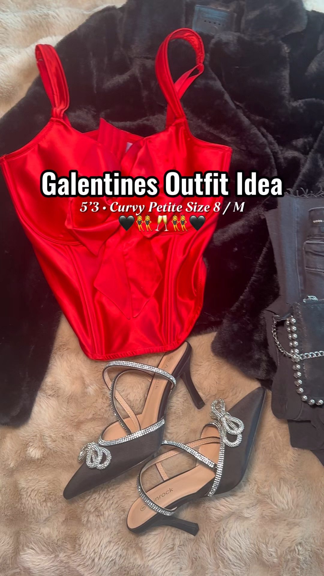 Galentines / Casual Valentine’s Day Outfit Idea! ❤️🥂

Sizing ⬇️

5’3 • 155 lbs
Size 8 / Medium
Bust: 34DDD
Waist: 28”
Hips: 43”
Wearing Size Medium in the corset, 8 in the jeans, Large in the jacket 

over 40, petite, curvy, midsize, wide leg jeans, faux fur jacket 

#LTKPetite #LTKOver40 #LTKStyleTip