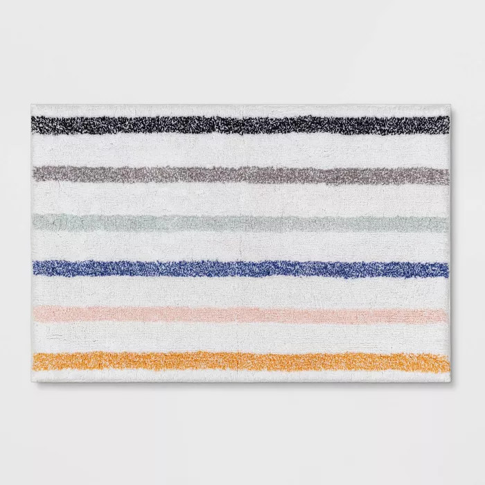 20"x32" Striped Tufted Bath White - Room Essentials™ | Target