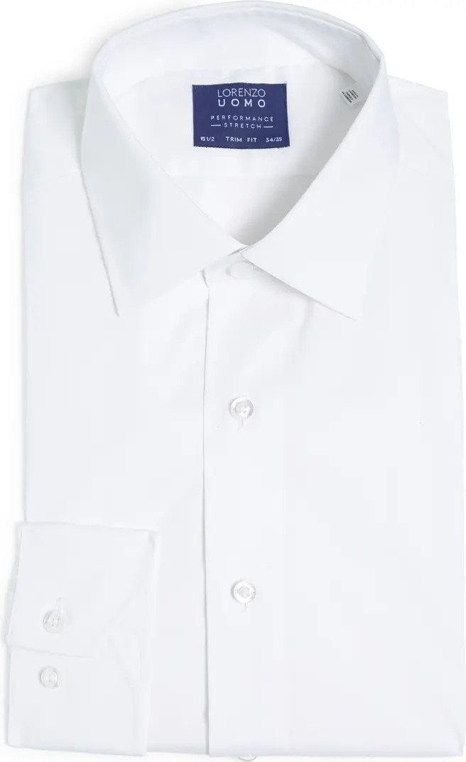 Travel Cotton Stretch Trim Fit Dress Shirt | Nordstrom Rack