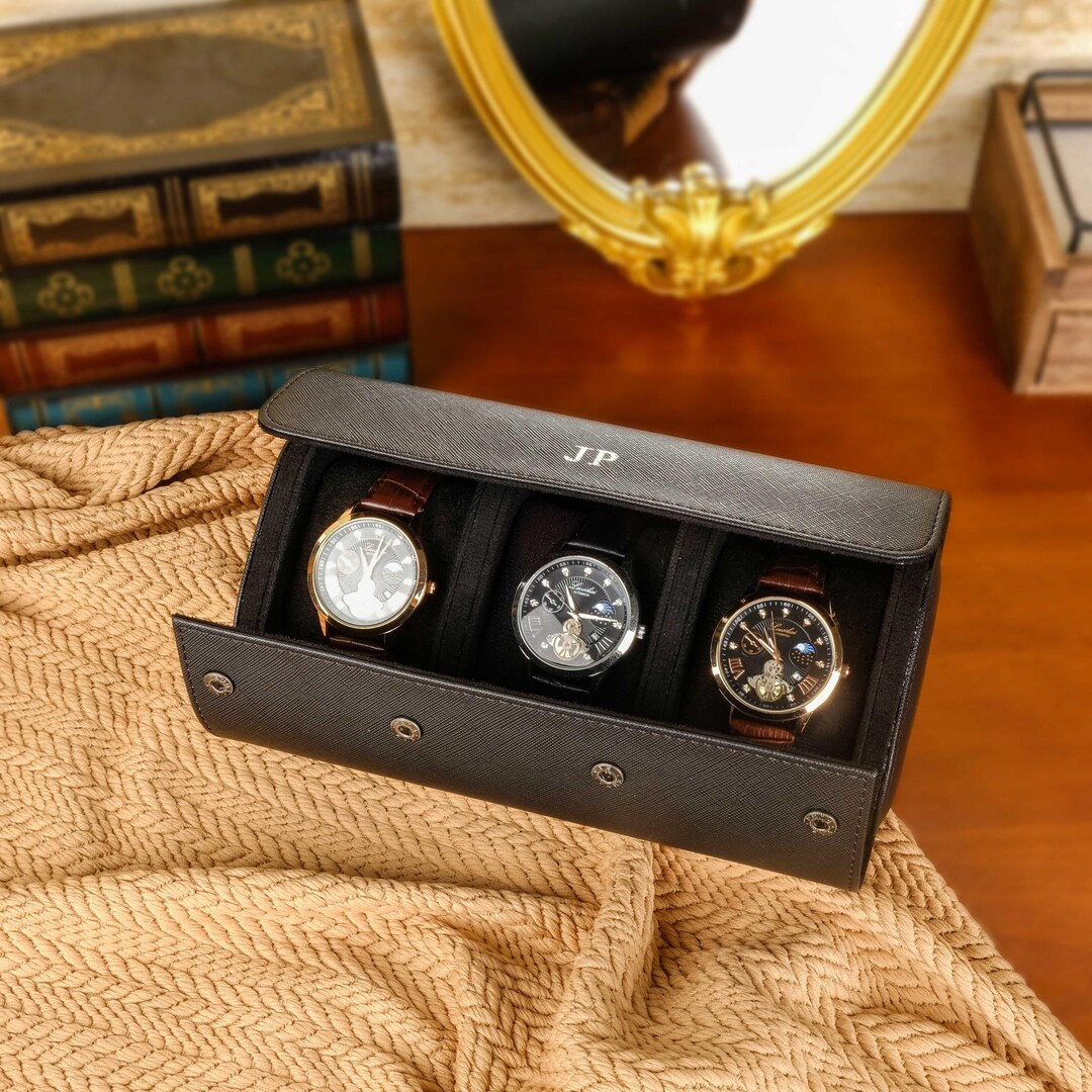 Personalized Leather Watch Box, PU Leather Watch Box, Travel Watch Case, Husband Gift, Groomsman ... | Etsy (US)