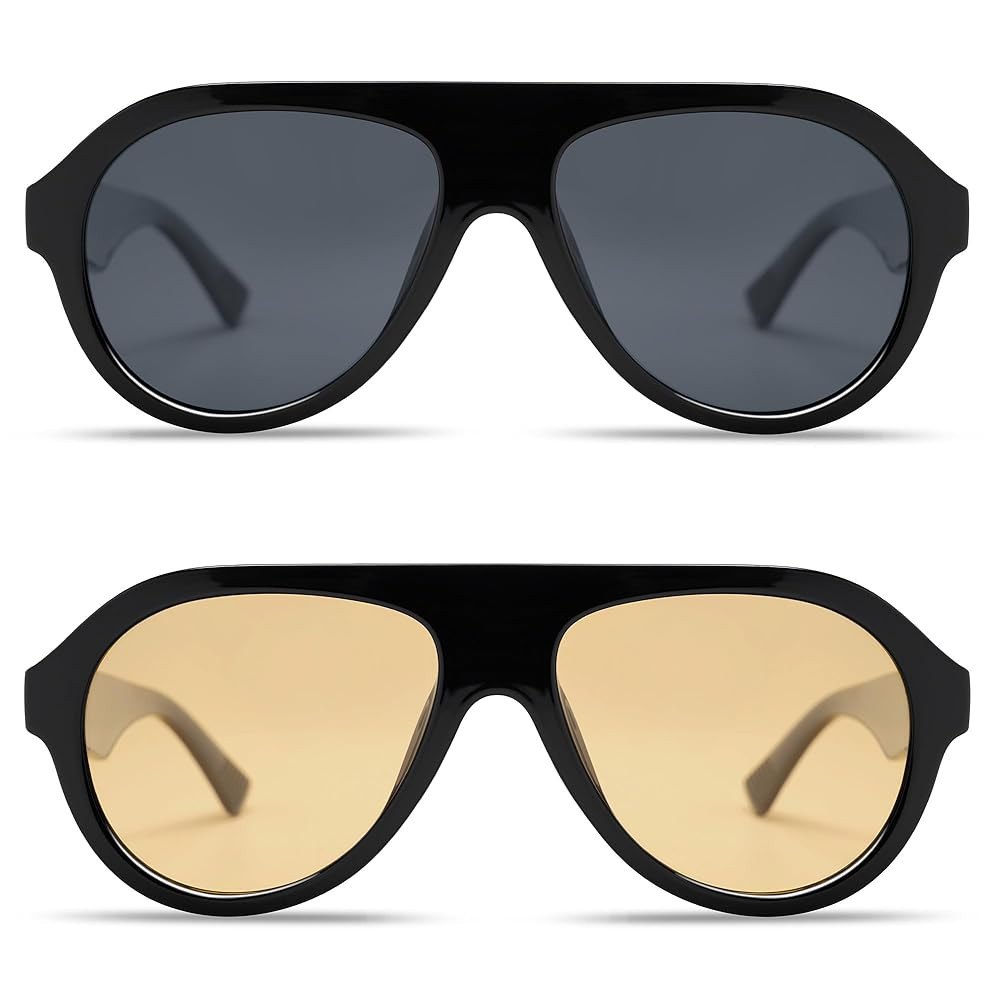 VANLINKER Retro Aviator Polarized Sunglasses for Men Women Trendy 70s Vintage Plastic Frame Sun G... | Amazon (US)